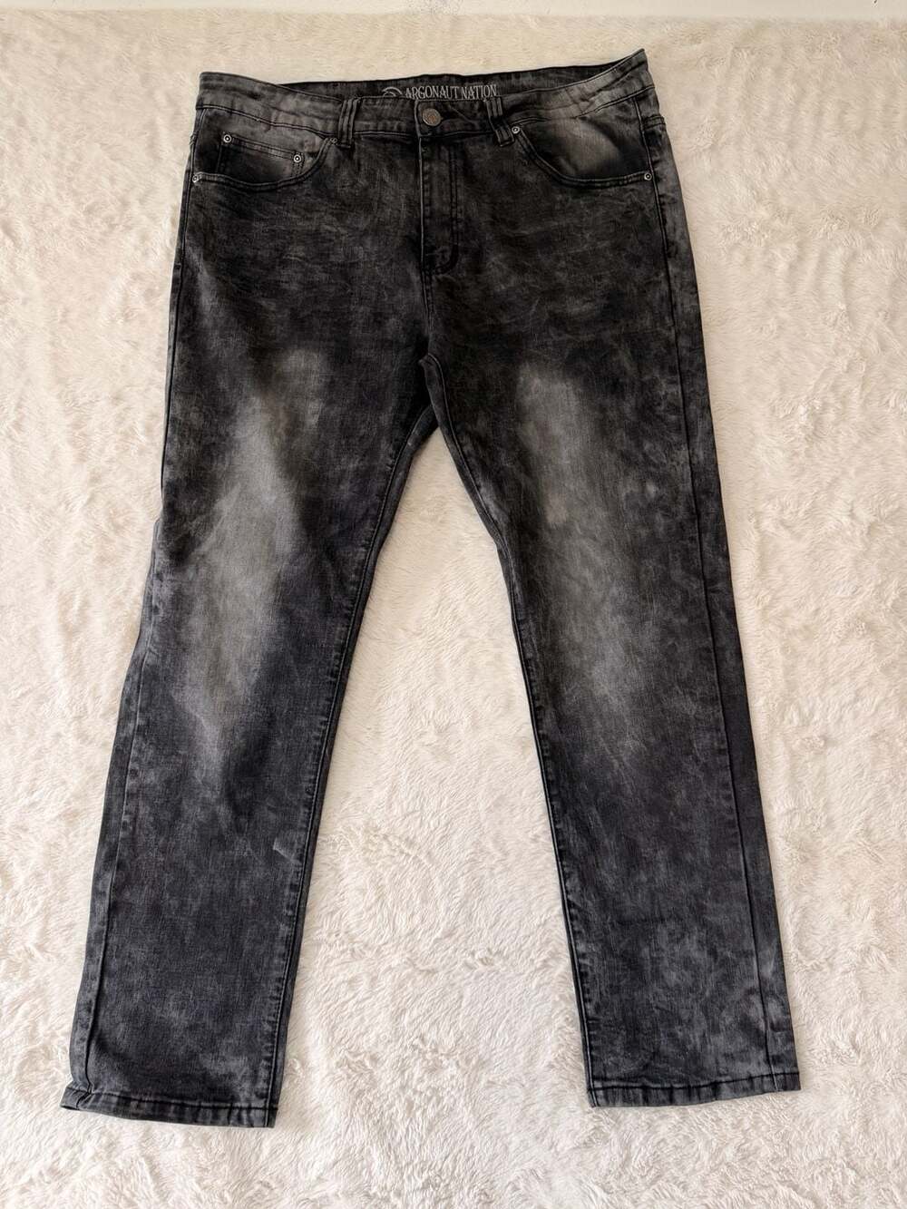 Argonaut Nation Black Acid Wash Slim Straight Jeans 38 (30 Inseam)
